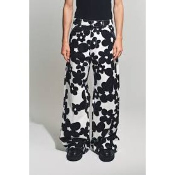 Marni Trousers Floral Print Pants in Black 48 New Unisex Trousers - Picture 15 of 16